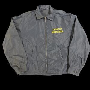 Vintage Carrick High School Jacket Nylon Windbreaker 80s USA Zip